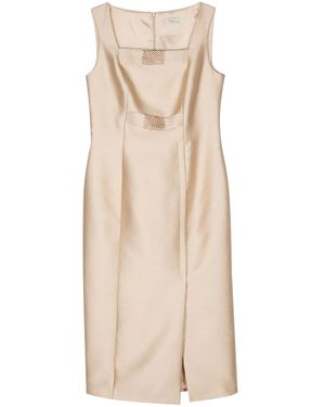 Fely Campo Crystal-Embellishment Crepe Dress - Natural