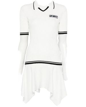 Off-White c/o Virgil Abloh V-Neck Ribbed Mini Dress - White