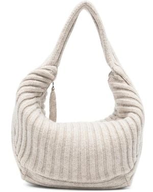 AYA MUSE Ribbed Zip Tote Bag - White