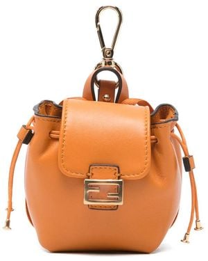 Fendi Drawstring Logo-Plaque Bag Charm - Orange