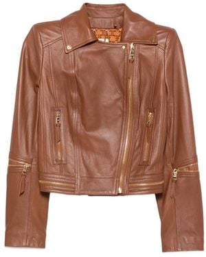 Elisabetta Franchi Zipped Biker Jacket - Brown