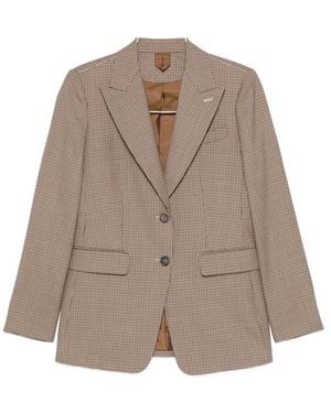 Max Mara Caro Houndstooth-Pattern Tailored Jacket - Brown