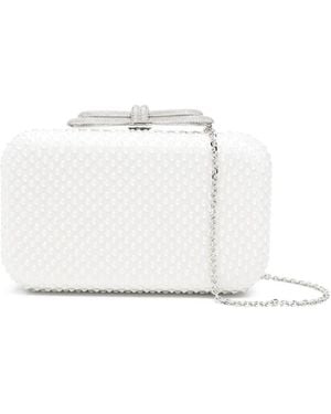 Mach & Mach Double Bow Embellished Clutch Bag - White