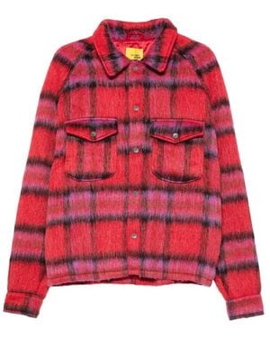 DIET STARTS MONDAY Check-Pattern Oversized Shirt - Red