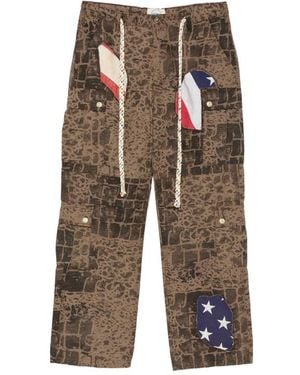 ERCOLE STUDIO Patchwork-Detail Trousers - Brown