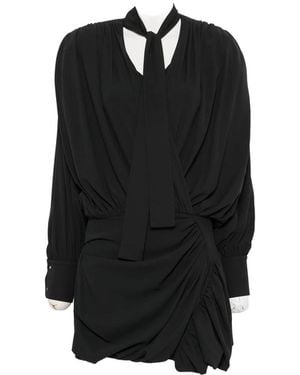 IRO Bounce Pussy-Bow Draped Mini Dress - Black