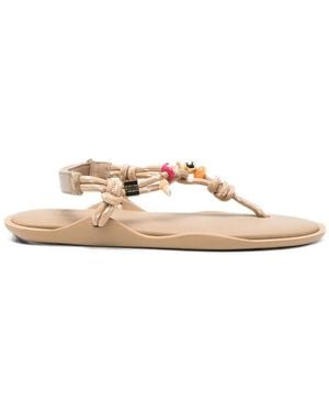 FLOWZE X Collanine Colorate Beaded-Rope Sandals - Natural