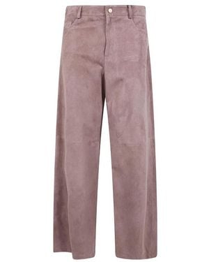 Max Mara Leather Trousers - Purple