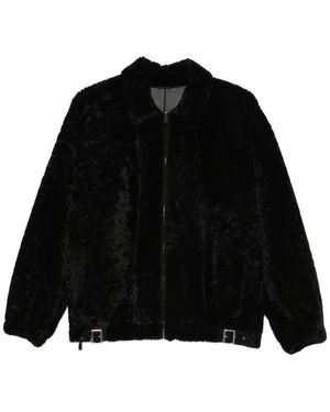Simonetta Ravizza Strappy Buckle-Detail Fur Jacket - Black