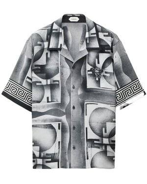 Versace Printed Crêpe De Chine Silk Shirt - Gray