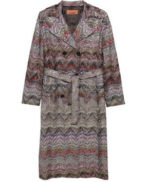 Missoni Viscose Blend Trench Coat - Brown