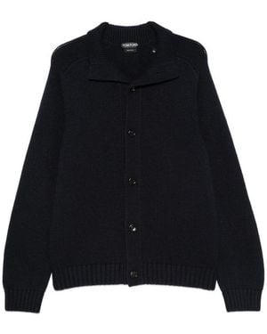 Tom Ford Ribbed-Knit Shawl-Collar Cardigan - Black
