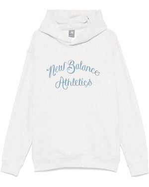 New Balance Logo-Embroidered Hoodie - White