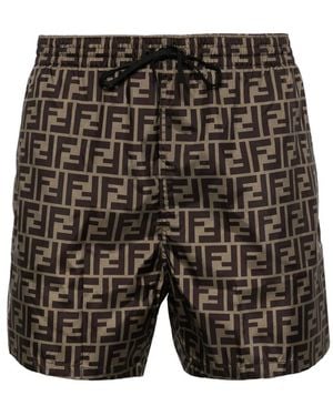 Fendi Ff-Print Swim Shorts - Black
