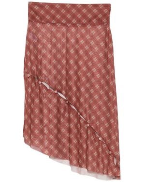 House Of Sunny Button-Detail Plaid Skirt - Red