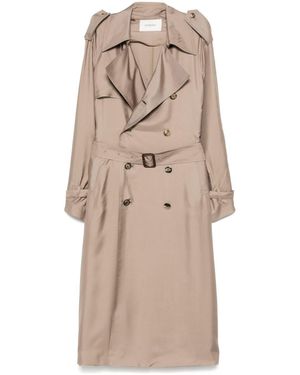 Saint Laurent Silk Trench Coat - Natural