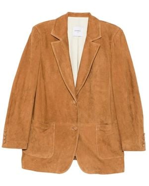 Cassell Suede Single-Breasted Blazer - Brown