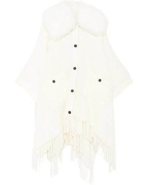 Moncler Fringed Cape - White