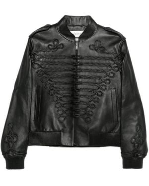 McQueen Leather Outerwears - Black