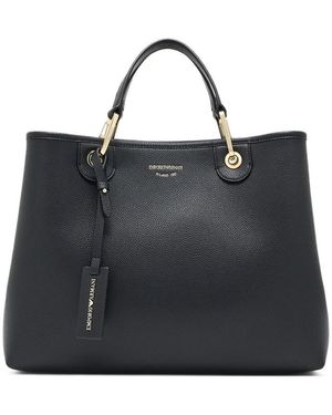 Emporio Armani Medium Grain-Leather Tote Bag - Black