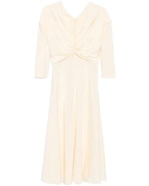 Alberta Ferretti Stretch-Silk Midi Dress - Natural