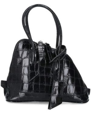 The Attico Croc-Embossed Leather Tote Bag - Black