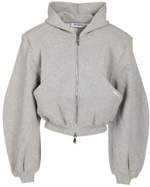 The Attico Logo-Embroidered Zip-Up Hoodie - Gray