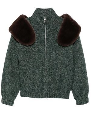 ShuShu/Tong Faux-Fur Trim Zip-Up Jacket - Green
