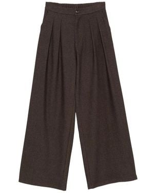 ELEH Pleated Palazzo Trousers - Brown