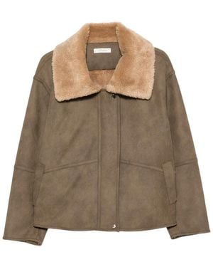 JC Sophie Faux-Shearling-Collar Jacket - Natural