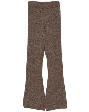 ELY ELY Fine-Knit Flared Trousers - Brown