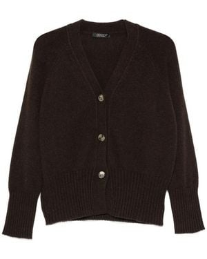 Aragona V-Neck Button-Up Cardigan - Black