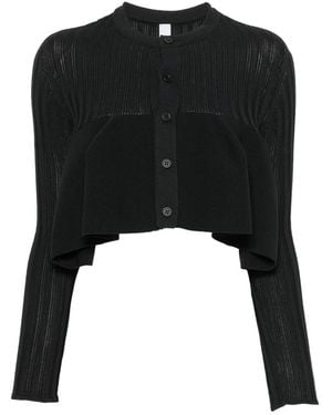 CFCL Pottery Bust Flare Ribbed Peplum Cardigan - Black