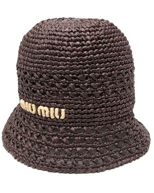 Miu Miu Woven Bucket Hat - Brown