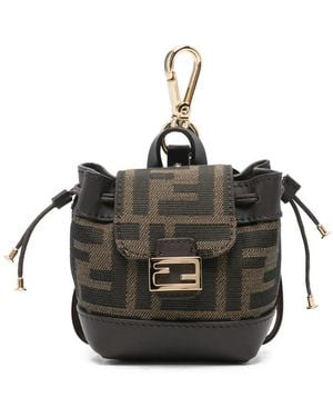 Fendi Nano Backpack Patterned Charm - Black