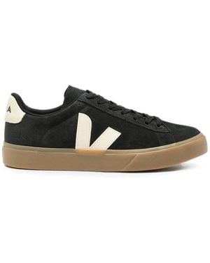 Veja Campo Suede Logo-Patch Sneakers - Black