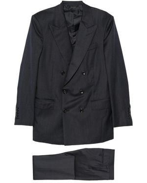 Tom Ford Herringbone Double-Breasted Suit - Blue