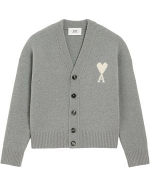 Ami Paris Ami De Coeur Cardigan - Grey