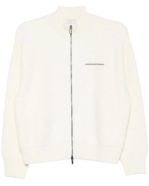 Peserico Zip-Up Textured Cardigan - White
