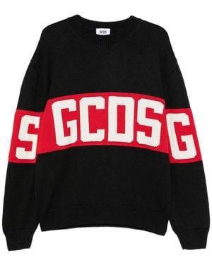 Gcds Logo-Intarsia Knitted Sweater - Black