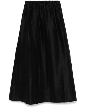 Mark Kenly Domino Tan A-Line Midi Skirt - Black