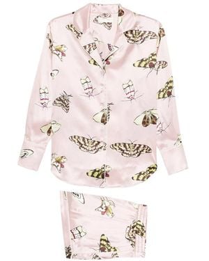 Olivia Von Halle Alba Elda Butterfly-Print Pyjamas - Pink