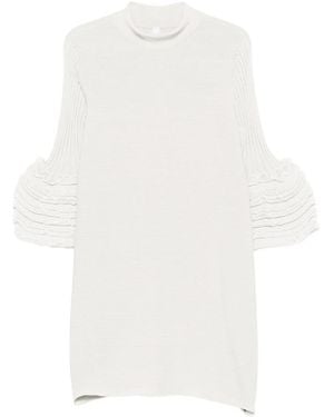CFCL Ruffled Bell-Sleeve Mini Dress - White