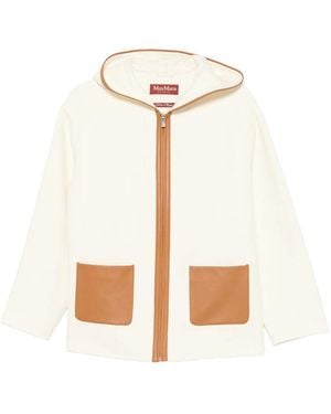 Max Mara Leather-Trim Hooded Jacket - White