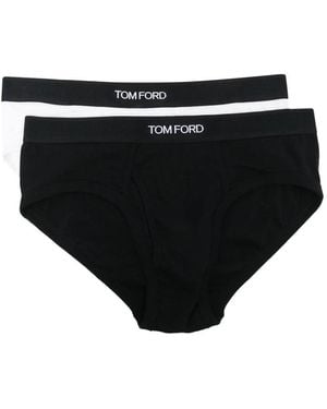 Tom Ford Cotton Slip-On Underwear With Logo Waistband - Black