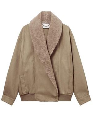 Stella McCartney Faux-Shearling-Trim Bomber Jacket - Natural