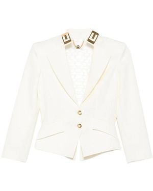 Elisabetta Franchi Logo-Plaque Peak-Lapels Jacket - White