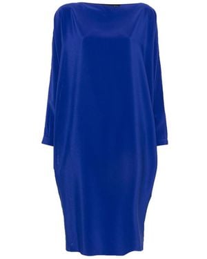 Gianluca Capannolo Margarita Slit-Sleeve Boat-Neck Midi Dress - Blue