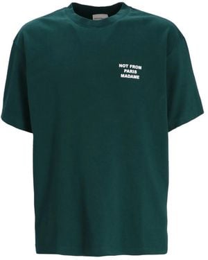 Drole de Monsieur Slogan-Print Cotton T-Shirt - Green