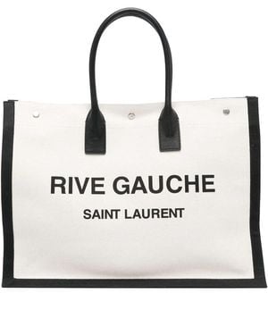 Saint Laurent Rive Gauche Leather Tote Bag - White